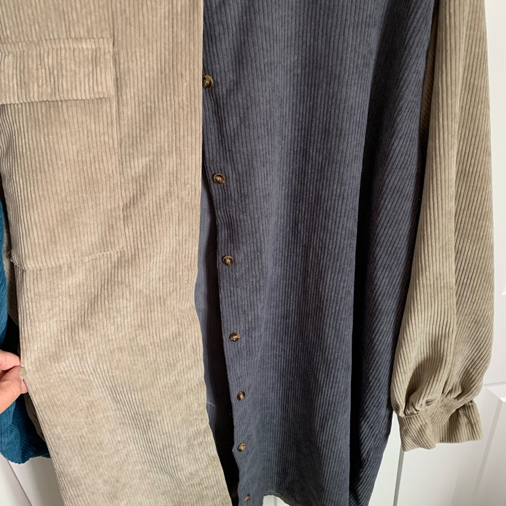 Nasty Gal Colorblock Long Sleeve Dress - Beige, Blue, Gray - Picture 3 of 9